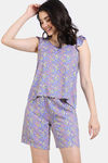 Zivame Floral Pop Woven Short Set - Dutch Canal — thumbnail 2